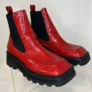 INTENTIONALLY BLANK RED CHELSEA BOOTS FTL-01-008